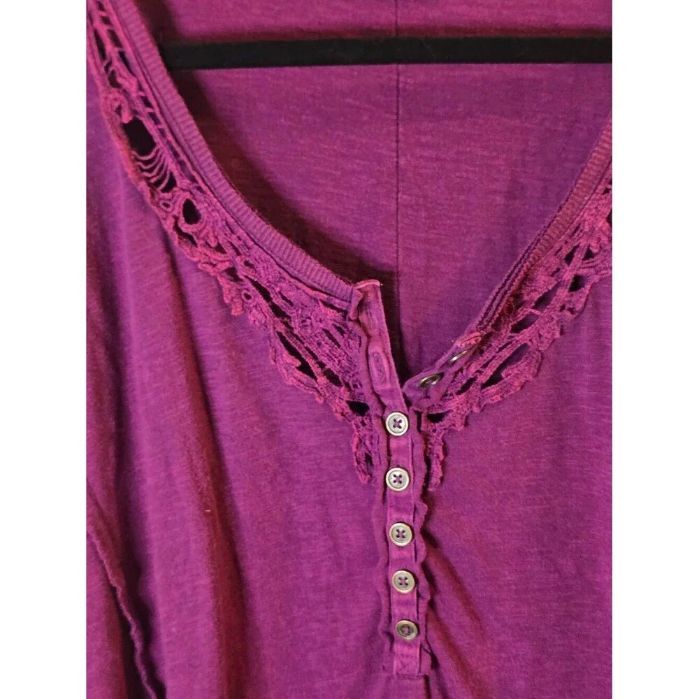 Maurices Purple Lace Collar Henley Tunic Top Womens 3x